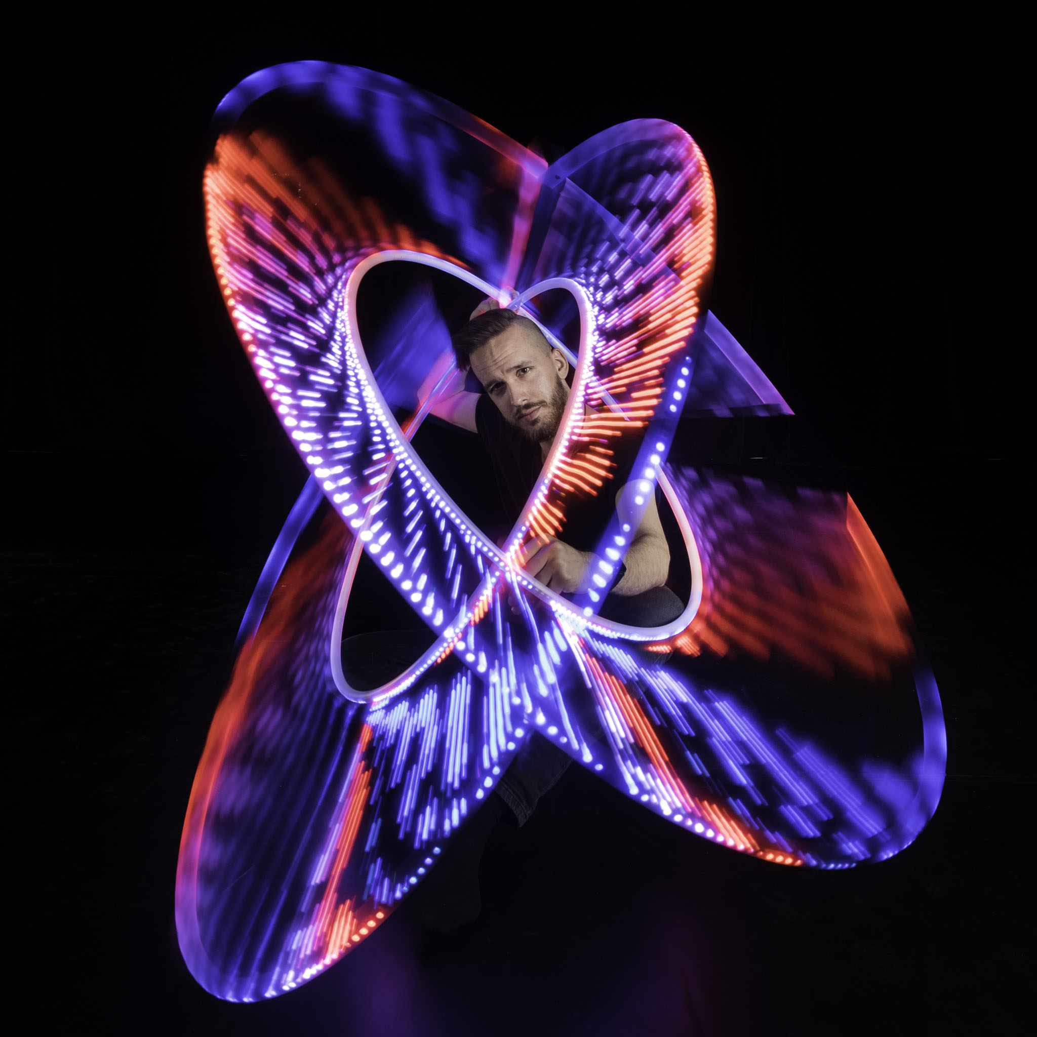 Futuristic light trails on Visual hoop by Pyroterra Lighttoys