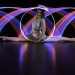 Visual LED Hoop with colorful long exposure rainbow background
