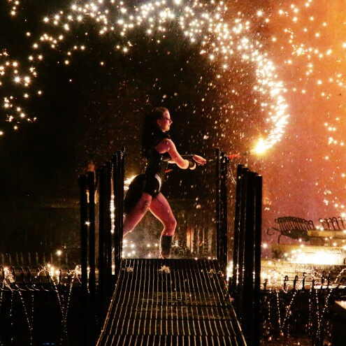 Pyrotechnic boom spinning Poi for pyrotechnics
