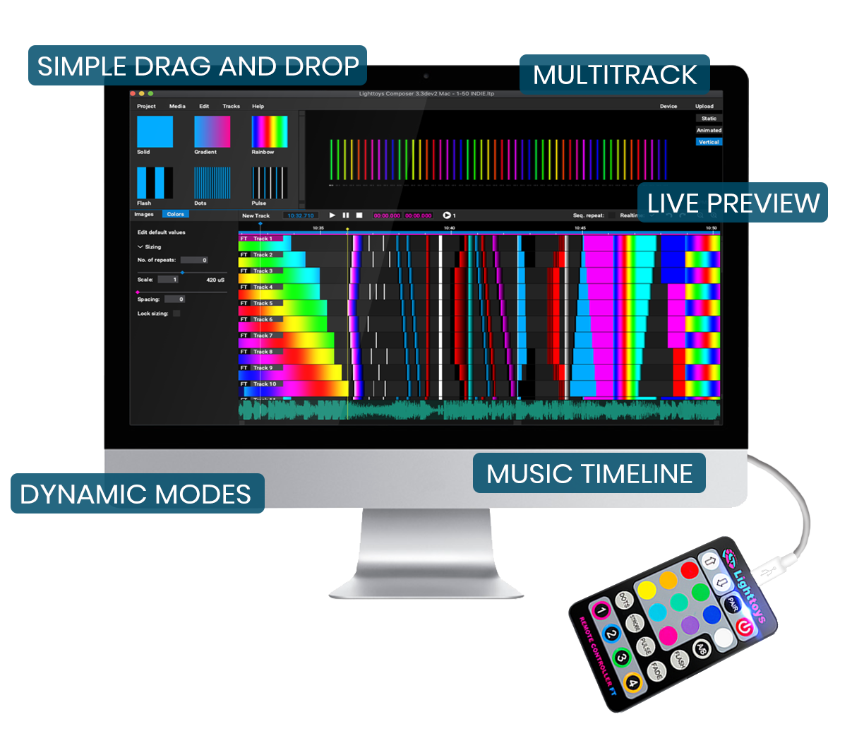 Software for LED light programming to music - lighttoys composer - easy to use